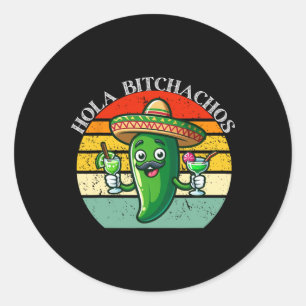 Adesivo Redondo Hola Achos Funny Jalapeno Cinco Mexicano De Mayo M