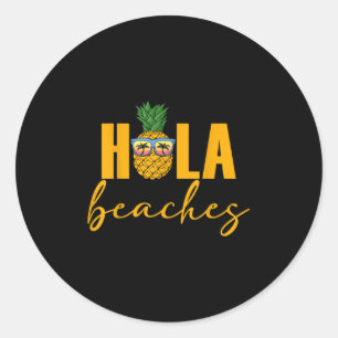 Adesivo Redondo Hola Beaches Mulheres Verão Abacaxi Havaiana Vaca