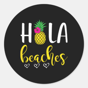 Adesivo Redondo Hola Pineapple Bachelorette Beaches Férias de Verã