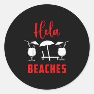Adesivo Redondo Hola Pineapple Soda Girl On The Beaches In Sunset