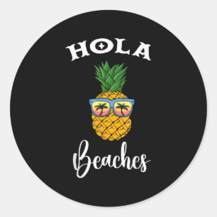 Adesivo Redondo Hola Pineapple Sungl Beaches Girl Volley Ball