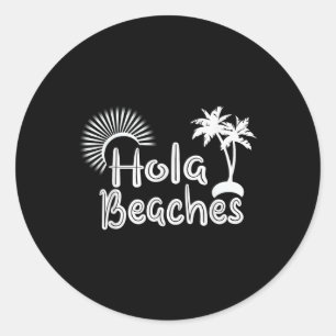 Adesivo Redondo Hola Praias Engraçadas Férias Tropicais de Palmeir