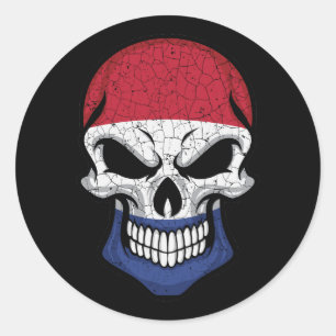 Adesivo Redondo Holanda Smiling Skull Flag