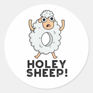 Adesivo Redondo Holey Sheep Cute Animal Pun