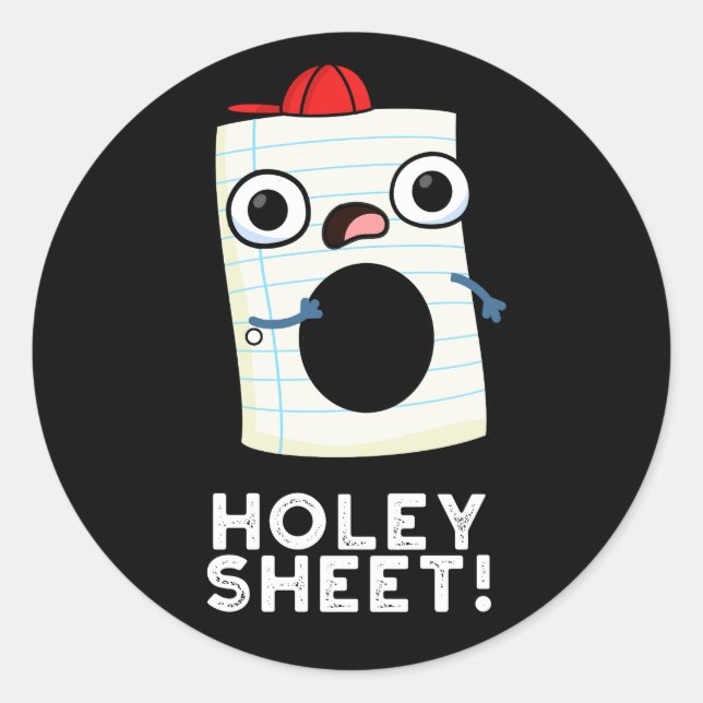 Adesivo Redondo Holey Sheet Funny Paper Pun Dark BG (Frente)