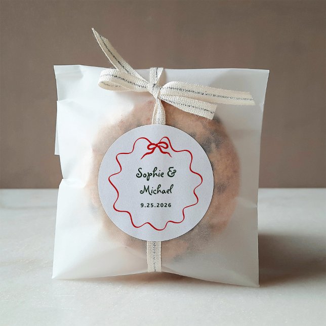 Adesivo Redondo Holiday Amour | Casamento de Arco francês ilustrad (Criador carregado)