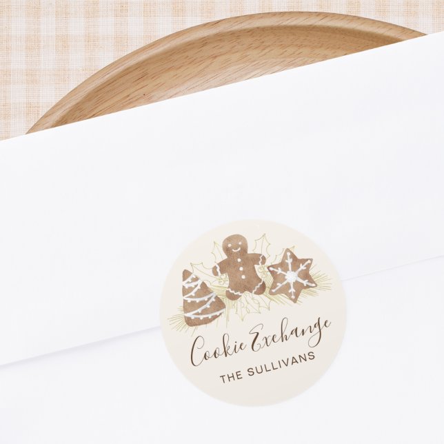 Adesivo Redondo Holiday Cookie Exchange Party (Criador carregado)
