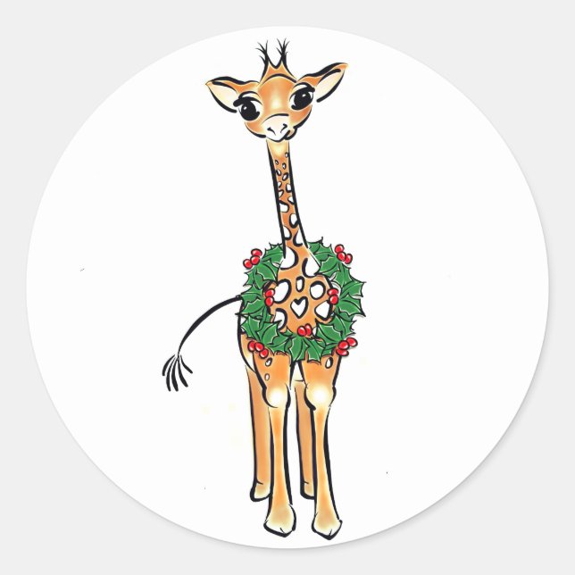 Adesivo Redondo Holiday Giraffe (Frente)