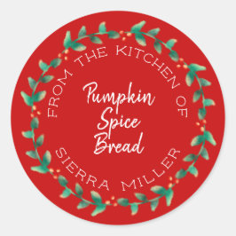 Adesivo Redondo Holiday Holly Wreath Kitchen trata o vermelho pres