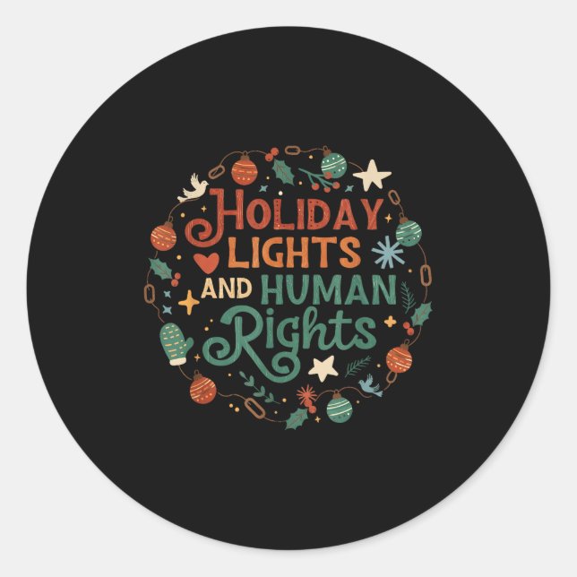 Adesivo Redondo Holiday Lights And Human Rights  (Frente)