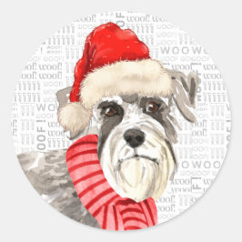 Adesivo Redondo Holiday Schnauzer Dog e Woody Art Natal