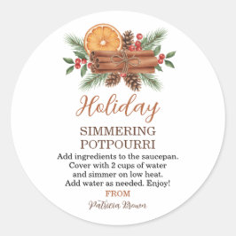 Adesivo Redondo Holiday Simmering Potpourri Personalized