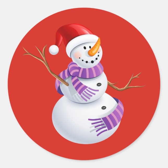 Adesivo Redondo Holiday Snowman Stickers (Frente)