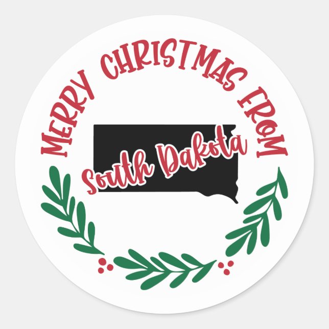Adesivo Redondo Holiday Sticker da Dakota do Sul (Frente)