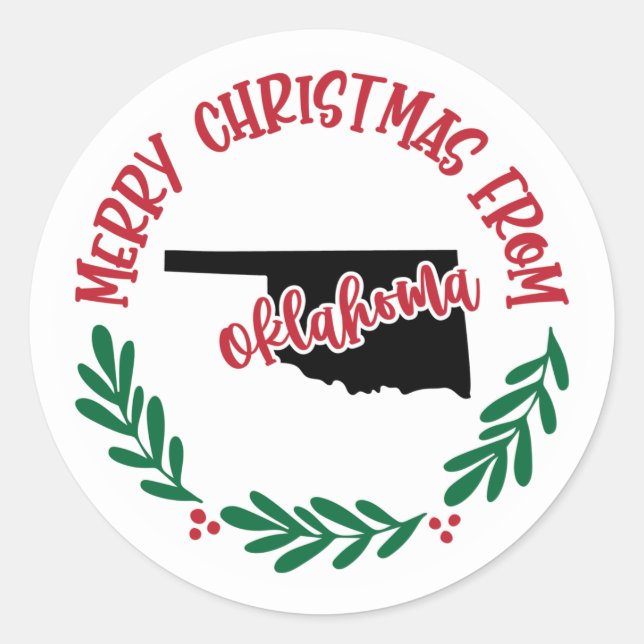 Adesivo Redondo Holiday Sticker de Oklahoma (Frente)