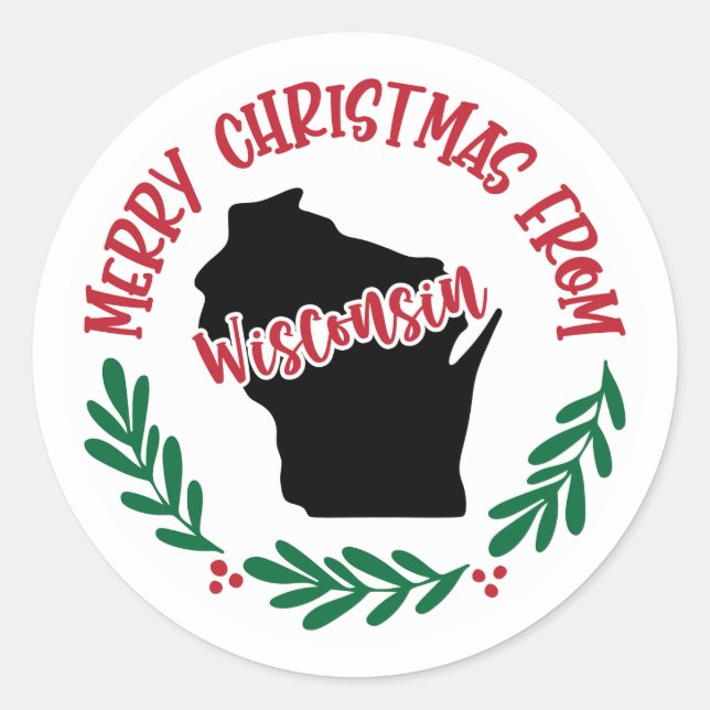 Adesivo Redondo Holiday Sticker de Wisconsin (Frente)