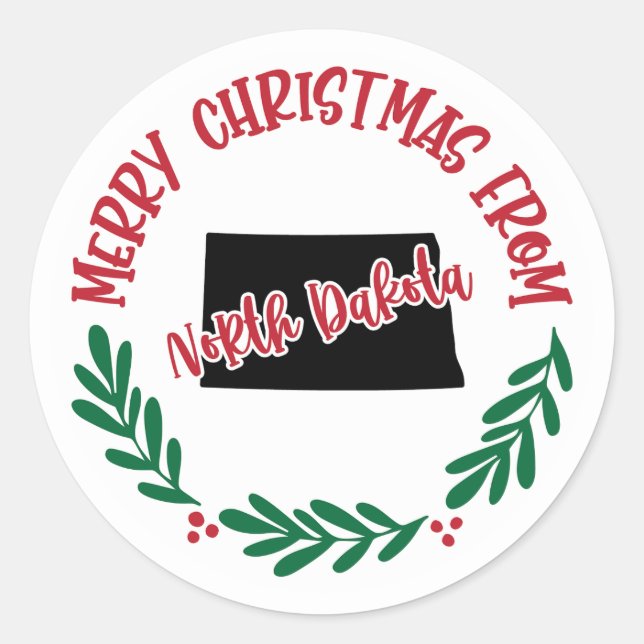 Adesivo Redondo Holiday Sticker do Dakota do Norte (Frente)