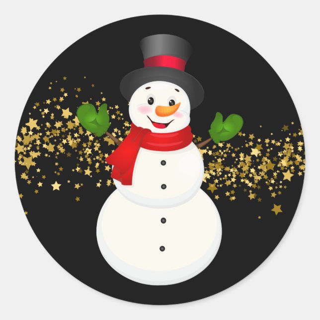 Adesivo Redondo Holiday Stickers-Snowman (Frente)