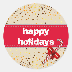 Adesivo Redondo Holiday Typografia trendy gold confetti Natal