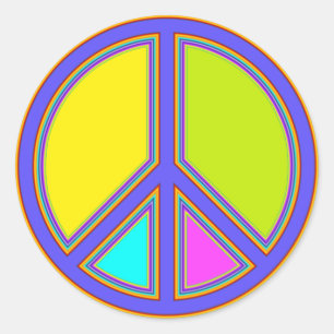 Adesivo Redondo holiES - sinal colorido de PAZ + suas ideias