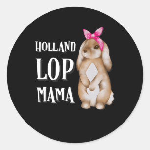 Adesivo Redondo Holland Lop Bunny Mama Amantes de Coelho