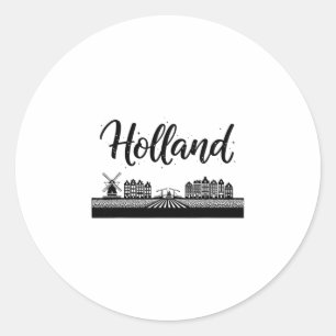 Adesivo Redondo Holland Paisagem Travel Férias Looks