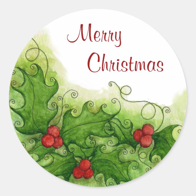 Adesivo Redondo Holly Berries Sticker (Frente)