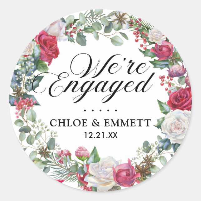 Adesivo Redondo Holly Berry Festa de noivado Envelope Seal (Frente)