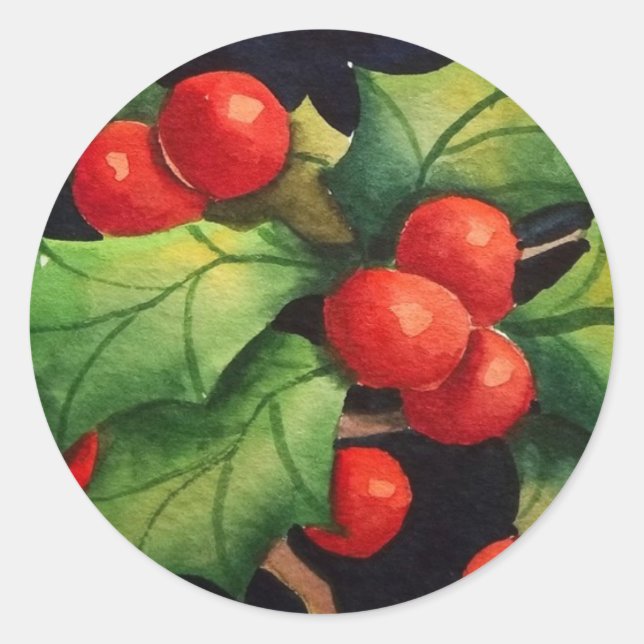 Adesivo Redondo Holly Berry Stickers (Frente)