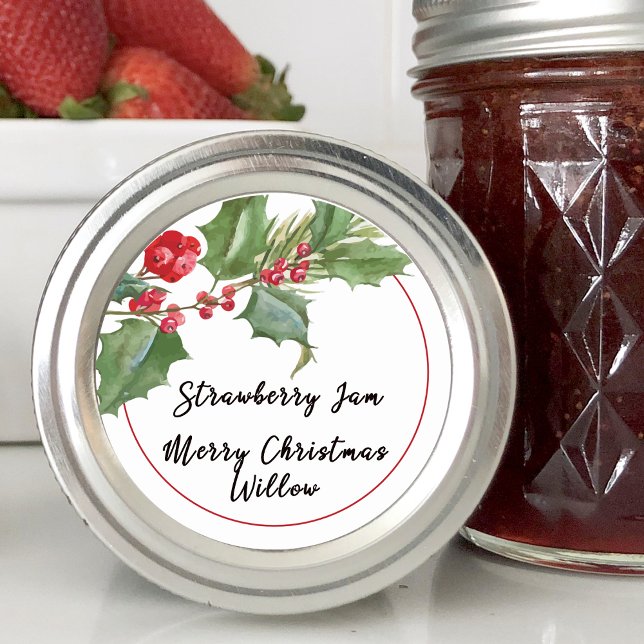 Adesivo Redondo Holly Berry Vazio (Holly Berry Blank Jar Canning Homemade Classic Round Sticker)
