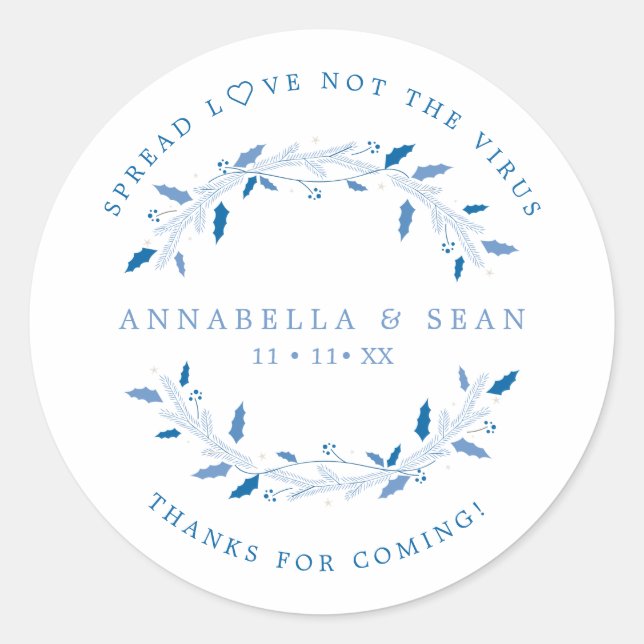 Adesivo Redondo Holly Christmas Custom Wreath Wedding Sanitizer (Frente)