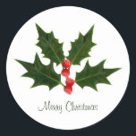 Adesivo Redondo Holly Christmas Sticker Feliz Natal<br><div class="desc">Holly Christmas Sticker Feliz Natal</div>