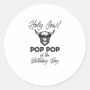 Adesivo Redondo Holly Cow Pop Da Vaca De Birthday Boy Highland