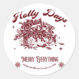 Adesivo Redondo Holly Days Vintage Christmas