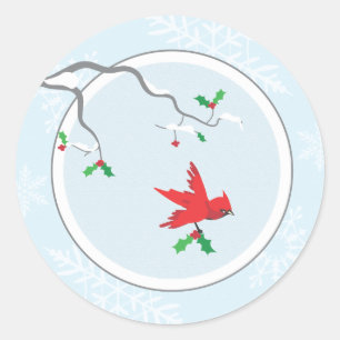 Adesivo Redondo Holly e Bird Favor Sticker ou Envelope Seal