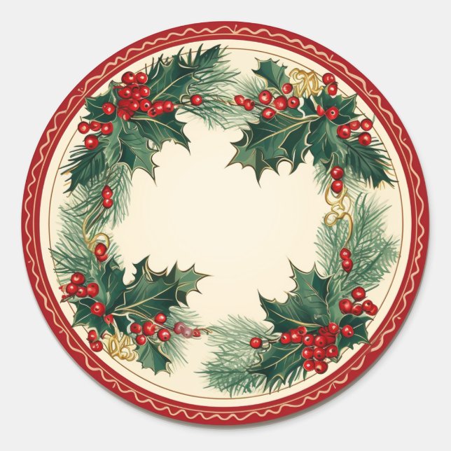 Adesivo Redondo Holly & Ivy Floral Delights Wreath (Frente)