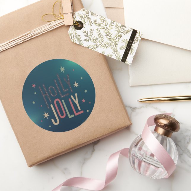 Adesivo Redondo Holly Jolly Christmas (Presentear)