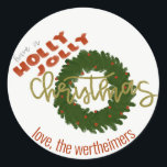 Adesivo Redondo Holly Jolly Christmas Circle Stickers<br><div class="desc">Personalizado criado</div>
