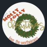 Adesivo Redondo Holly Jolly Christmas Circle Stickers<br><div class="desc">Personalizado criado</div>