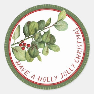 Adesivo Redondo Holly Jolly Christmas French Holly com bagas