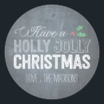 Adesivo Redondo Holly Jolly Christmas Sticker ou Envelope Seal<br><div class="desc">Nossos adesivos personalizados modernos e quic podem ser usados como selos de envelopes,  etiquetas de presentes,  adesivos de favoritos,  etiquetas de itens e muito mais. As possibilidades são infinitas,  por isso,  prossiga e as utilize de forma criativa. Disponível em outras cores. As cores personalizadas também estão disponíveis mediante solicitação.</div>