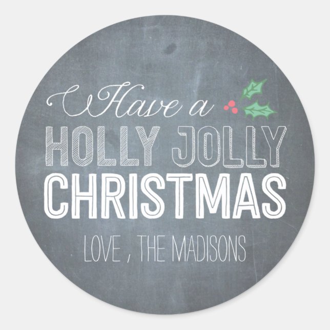 Adesivo Redondo Holly Jolly Christmas Sticker ou Envelope Seal (Frente)