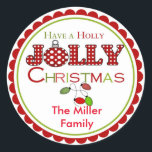 Adesivo Redondo Holly Jolly Christmas Stickers Labels<br><div class="desc">Holly Jolly Christmas Stickers Labels</div>