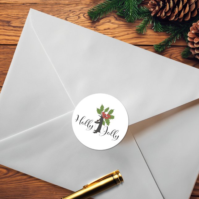 Adesivo Redondo Holly Jolly Cute Funny Penguin no Natal (Criador carregado)