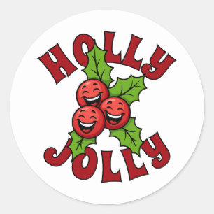 Adesivo Redondo Holly Jolly Funny Rindo Holly Christmas