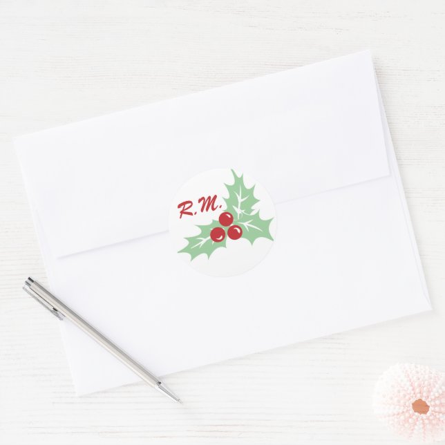 Adesivo Redondo Holly Sai e Berries Monogramay Sticker (Envelope)