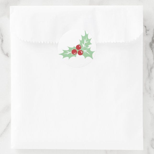 Adesivo Redondo Holly Sai e Berries Retro Vinheta de Natal (Bolsa)