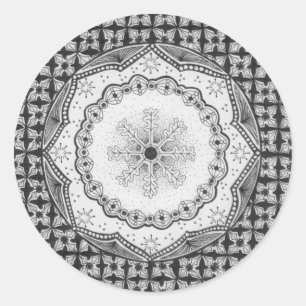 Adesivo Redondo Holly & Snowflake