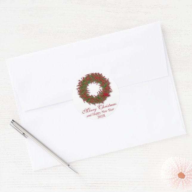 Adesivo Redondo Holly Wreath (Envelope)