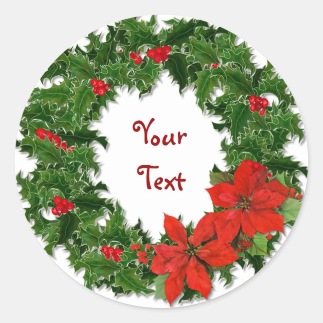 Adesivo Redondo Holly Wreath Customize (Frente)